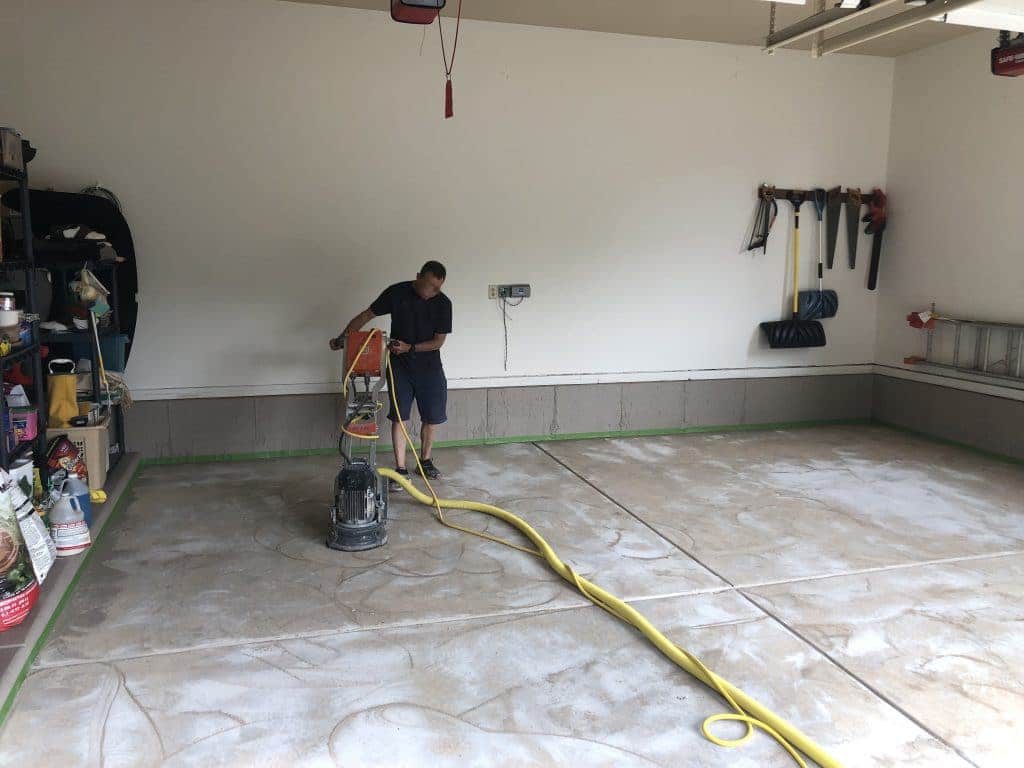 Epoxy Floor install - Grinding a profile into the concrete floor