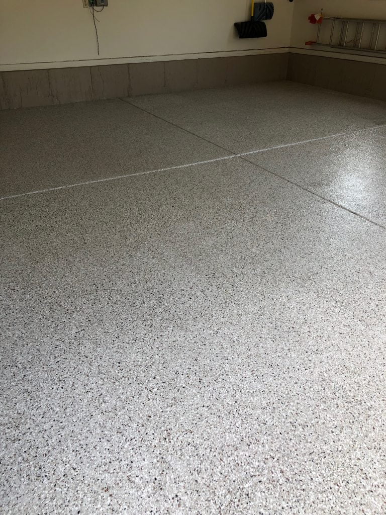 Epoxy Floor install - The finished floor with build coat and top coat applied